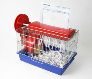 Make that hamster earn his keep for a change. Plus he'll pee on your sensitive documents. 